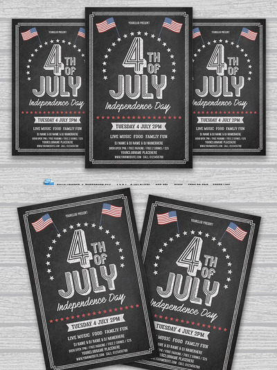 粉笔黑板风格的美国独立日纪念海报 July 4th Chalk Flyer