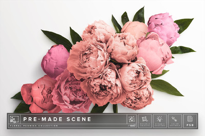 牡丹花卉场景样机 Floral Peonies Mockup Scene #007