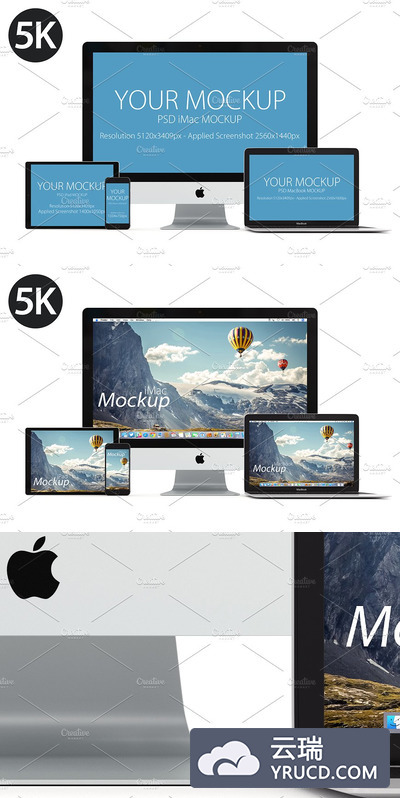 免费的响应式网站APP苹果设备样机 Apple Mockup products - 1 (white)