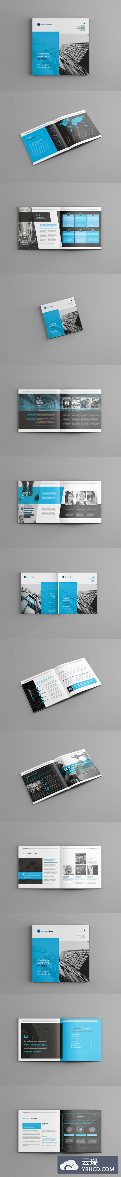 时尚简约多用途的正方形企业画册楼书杂志设计模板（indd）