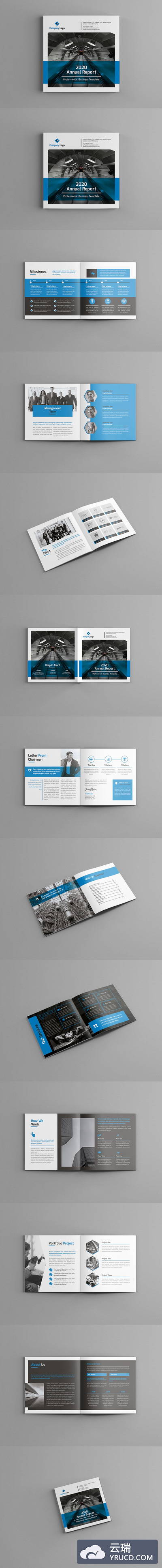 商务质感的高品质时尚高端的年终总结画册楼书杂志设计模板（indd）