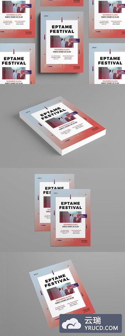 时尚简约渐变色彩的多用途海报宣传单DM设计模板