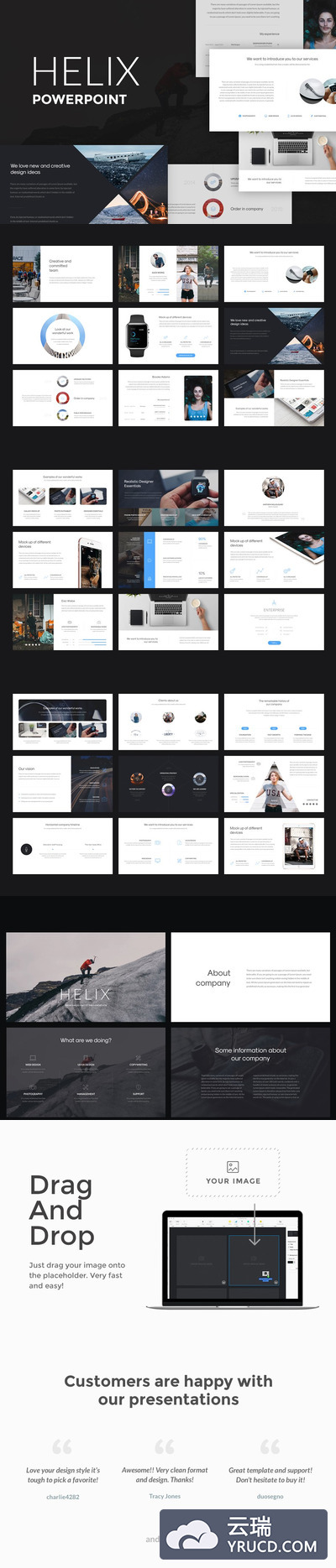 企业多用途现代时尚的PPT模版 Helix PowerPoint Presentation