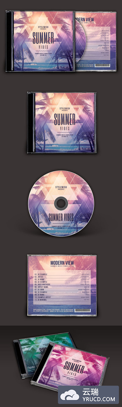 夏季风格的CD封面设计模版 Summer Vibes CD Cover Artwork