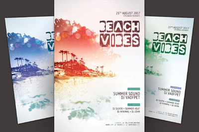 梦幻般海滩海报模版 Beach Vibes Flyer Template