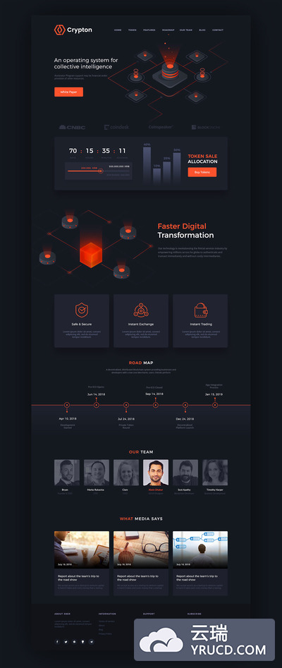 酷炫的区块链虚拟币ICO概念网页设计模版 [PSD]