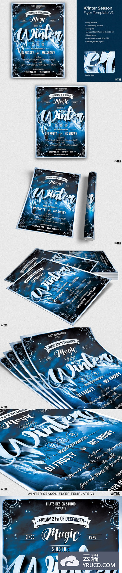 冬季效果的海报模版 Winter Season Flyer PSD V1