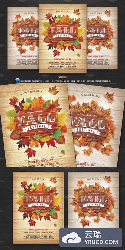 秋季季节海报 Fall Autumn Festival Flyer