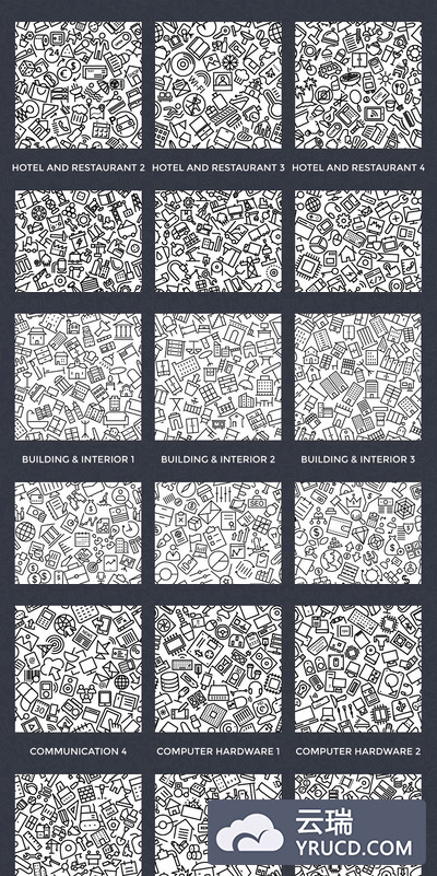 100+互联网流行图标组合背景纹理素材 100+ Line Icon Patterns