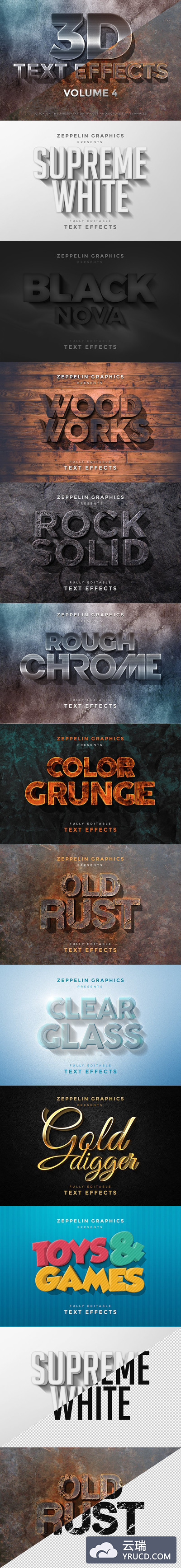 3D立体特效图层样式素材 3D Text Effects Vol.4