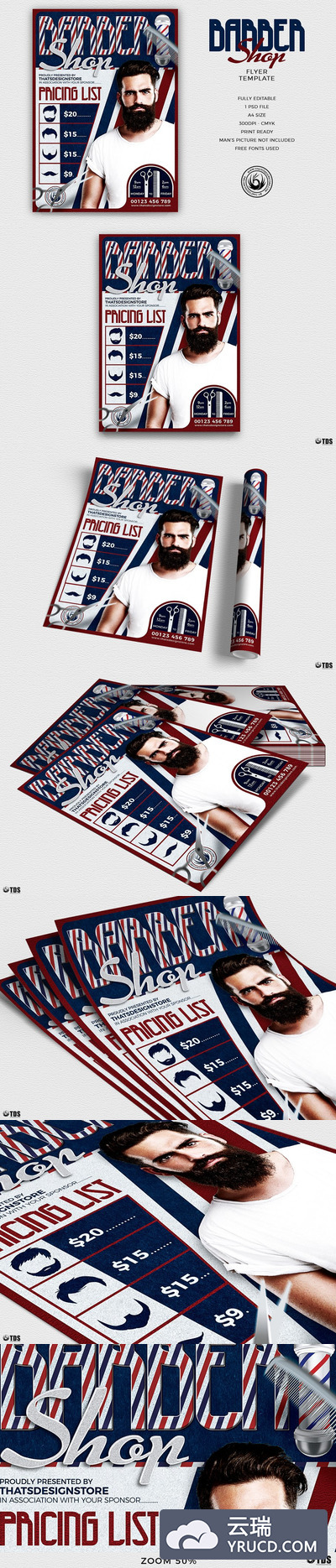 有创意的理发店传单海报模版 Barber Shop Flyer PSD