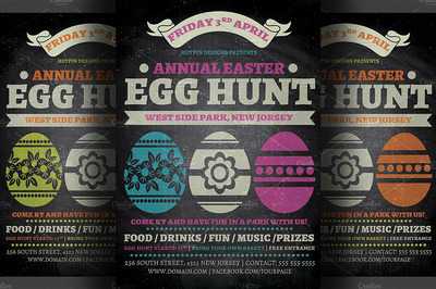 复活节彩蛋狩猎海报模板 Easter Egg Hunt Flyer Template v2