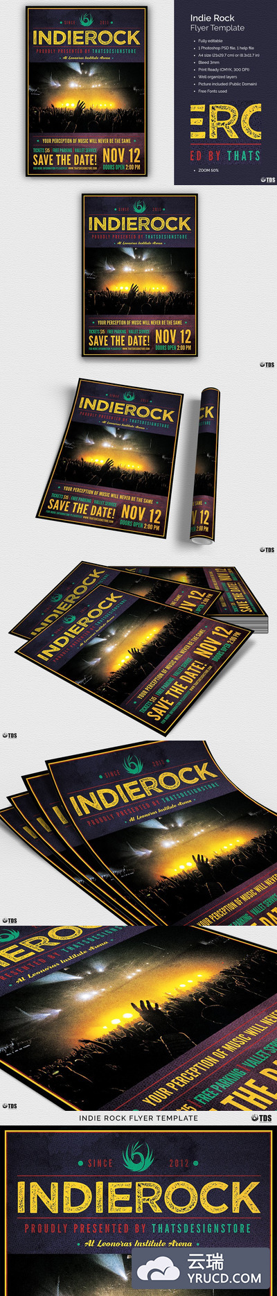摇滚音乐海报模版 Indie Rock Flyer PSD