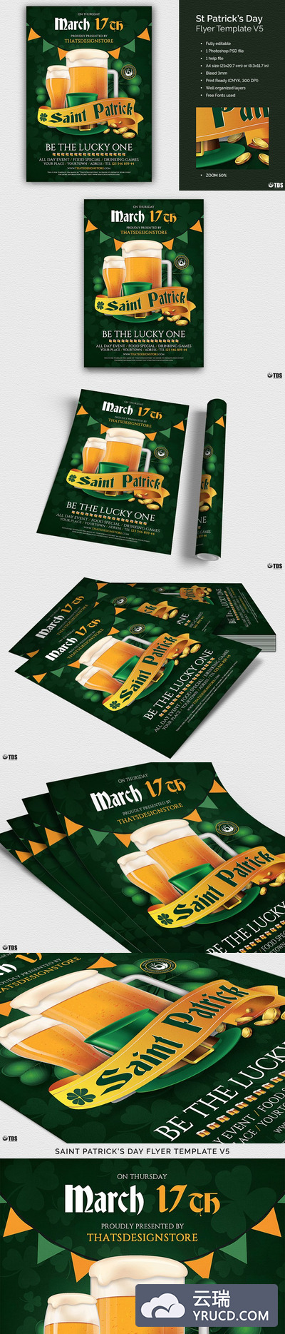 啤酒节氛围海报模版 Saint Patricks Day Flyer PSD V5