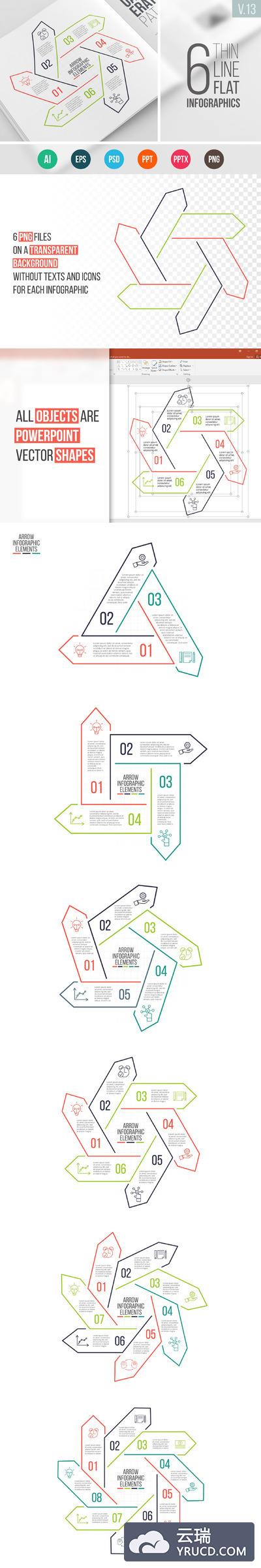 线性统计图表元素 Linear elements for infographic v.13