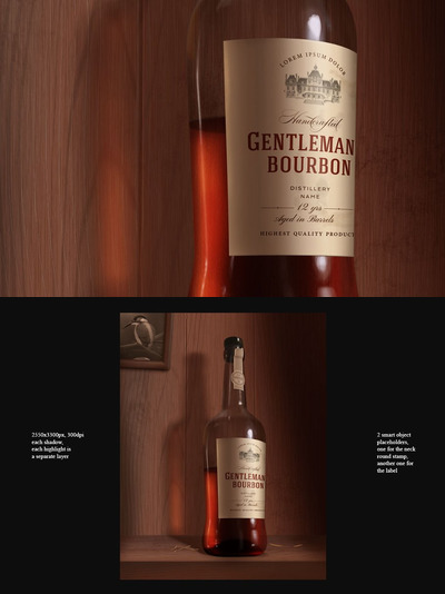 逼真效果的红酒包装设计展示样机 Whiskey mock-up light label 1