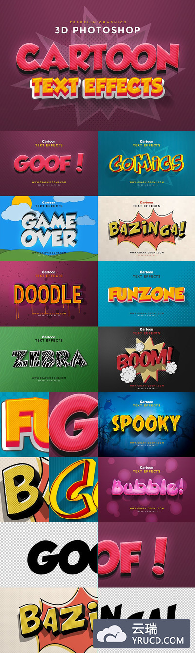 卡通风格的字体图层样式 Cartoon Text Effects