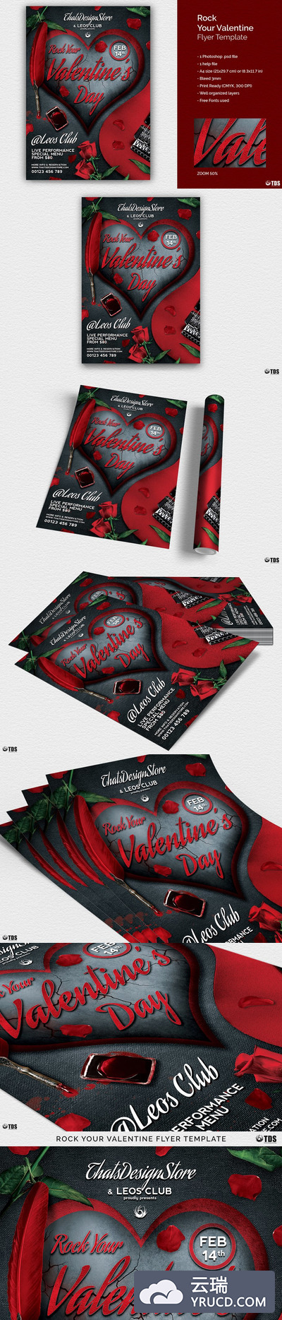 情人节摇滚海报模版 Rock Your Valentine Flyer PSD