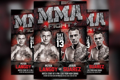 类似WWE美式摔跤海报模版 MMA Fight Flyer Template