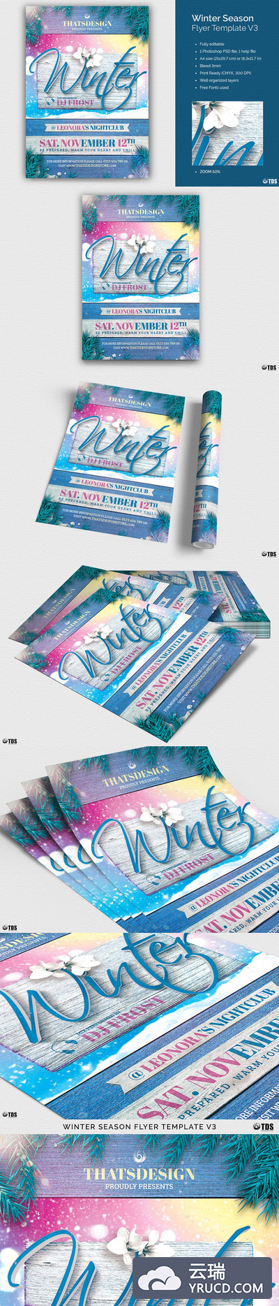 冬季海报模版 Winter Season Flyer PSD V3