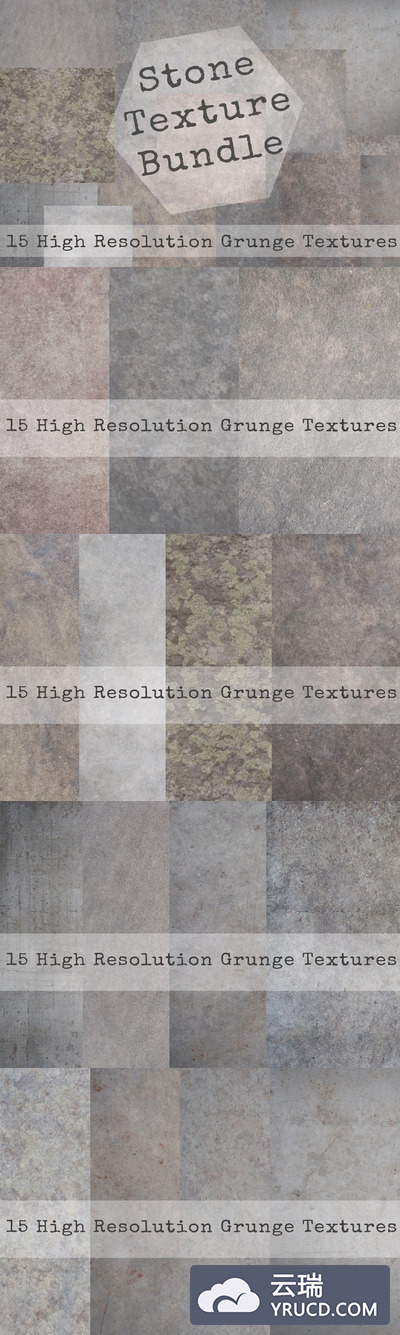 粗糙的石头纹理背景素材 Grunge Stone Texture Bundle