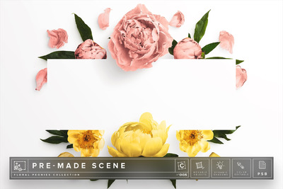 花卉广告展示样机 Floral Peonies Mockup Scene #008