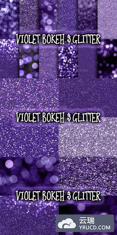 紫罗兰色散景＆闪烁背景 Violet Bokeh & Glitter Backgrounds