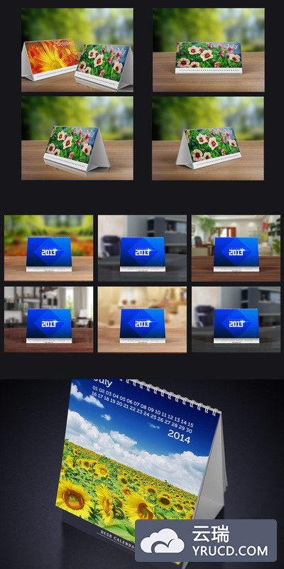 桌面台历日历设计展示样机 Desk Calendars Mockups