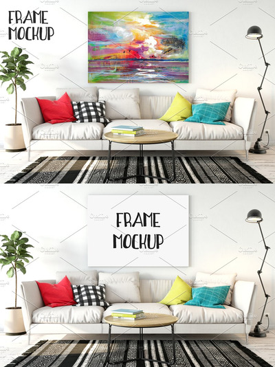 室内画框样机模版 Interior Canvas Mockup - 01
