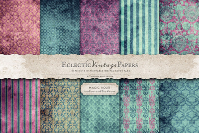传统背景纹理素材 Printable Papers -Magic Hour