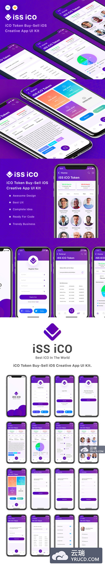 一套酷炫的区块链平台APP UI KIT[PSD,Sketch]