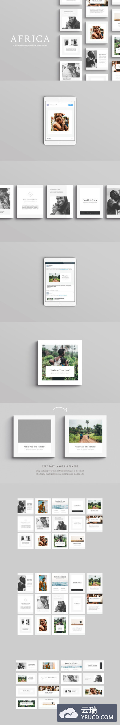 非洲主题的社交图片模版 Africa Social Media Templates