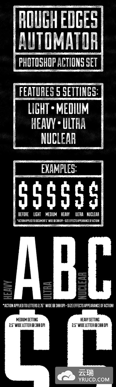 粗糙毛糙的背景纹理素材 Rough Edges Automator - PS Actions