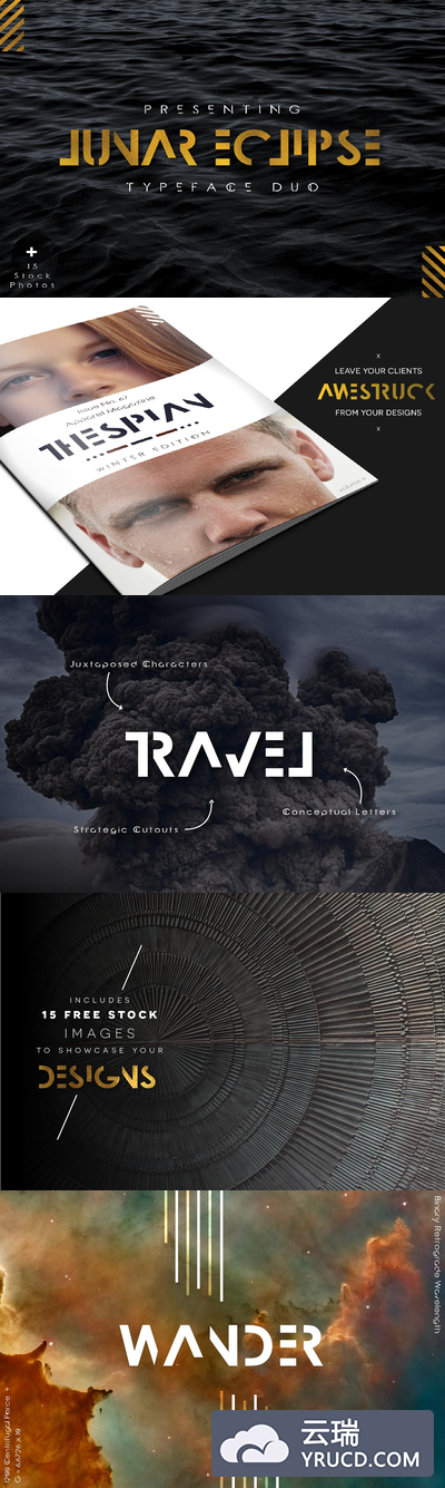 侵蚀效果的设计字体 Lunar Eclipse + Extras