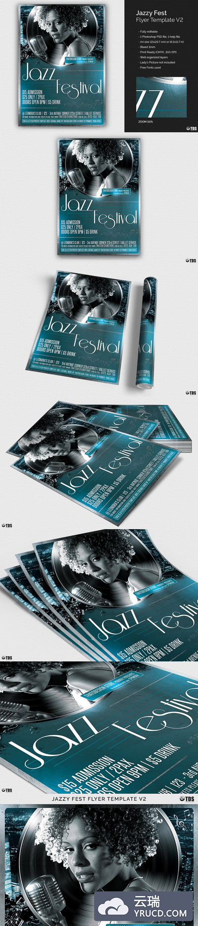 爵士音乐海报模版 Jazzy Fest Flyer PSD V2