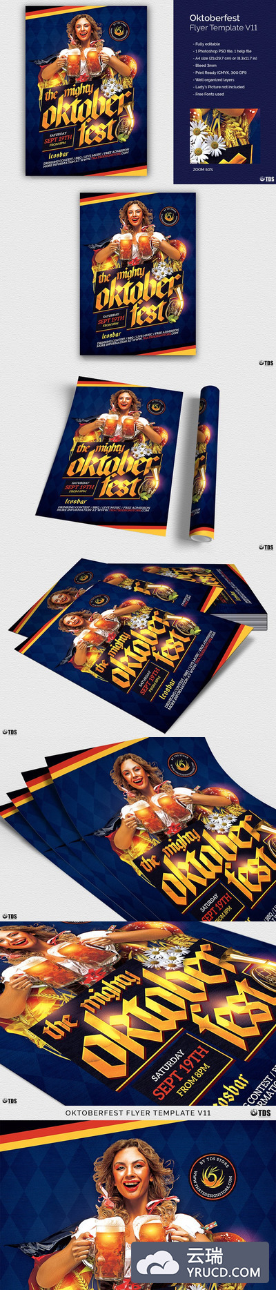 啤酒节海报模版 Oktoberfest Flyer PSD V11