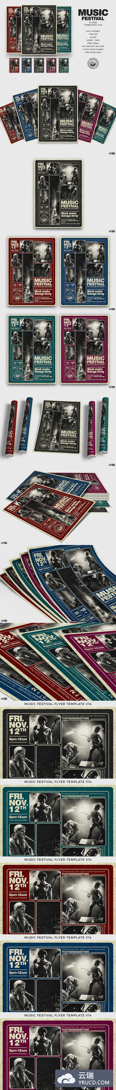 摇滚重金属英语海报模版 Music Festival Flyer PSD V14