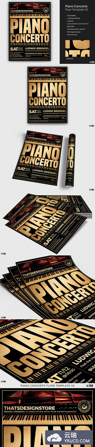 钢琴演奏会活动海报模版 Piano Concerto Flyer Template V2