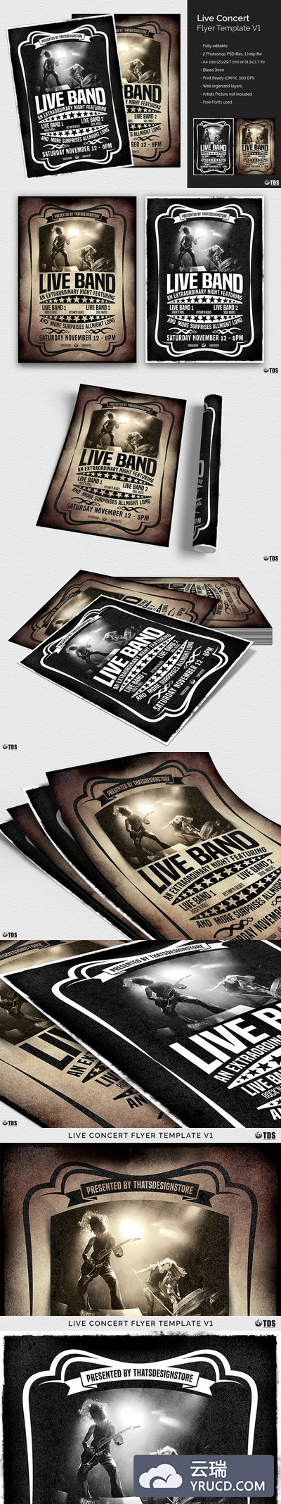 流行音乐会海报模版 Live Concert Flyer PSD V1