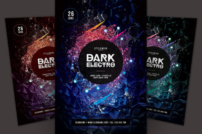 暗电子海报模板 Dark Electro Flyer Template