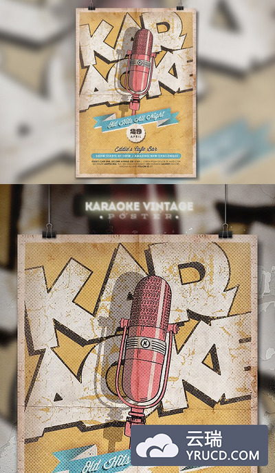 卡拉OK复古海报/传单 Karaoke Vintage Poster / Flyer