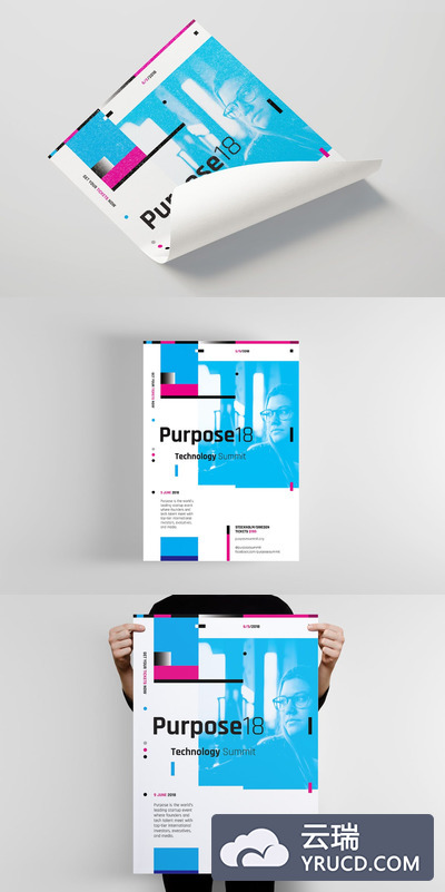 时尚高端抽象多用途的海报宣传单DM设计模板（psd）