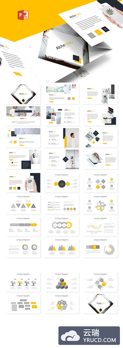 时尚高端简约清新的powerpoint幻灯片演示模版（pptx）