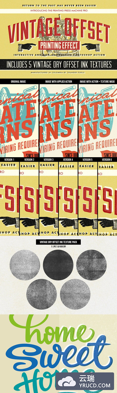 经典的带投影的肌理效果 Vintage Offset Printing Effects Kit