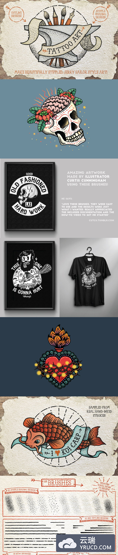 纹身风格的笔刷效果 Tattoo Style Art Brushes