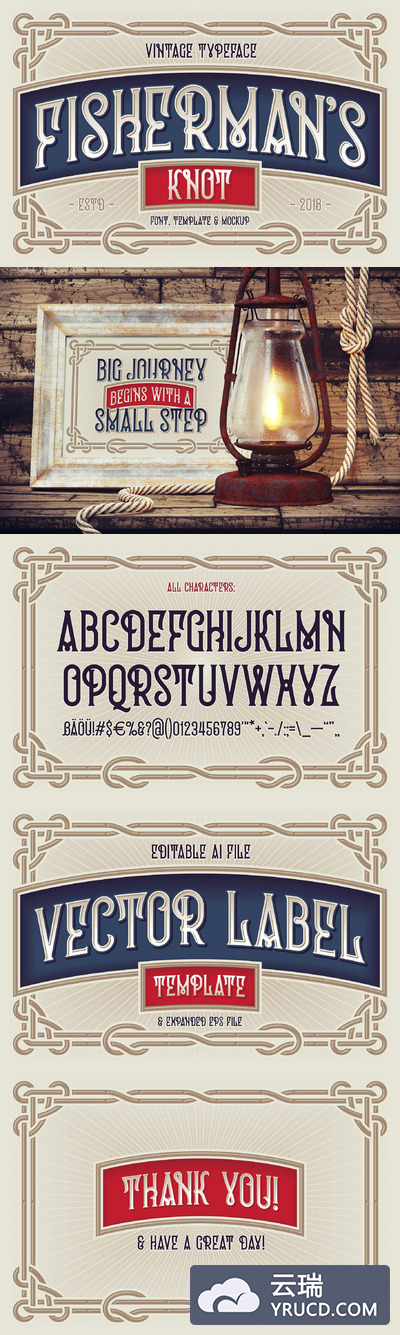 经典的设计字体 Vintage typeface & design set