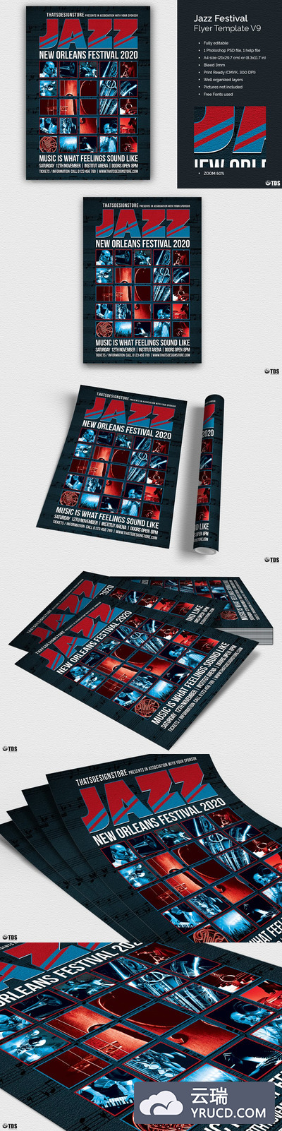 爵士Jazz音乐节海报PSD模版 Jazz Festival Flyer PSD V9