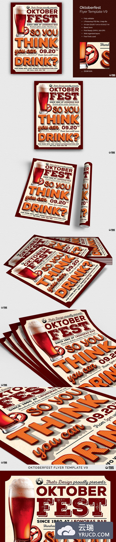 早餐海报模版 Oktoberfest Flyer PSD V9