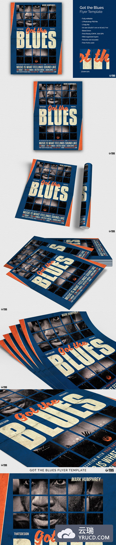 蓝调传单海报模版 Got the Blues Flyer PSD