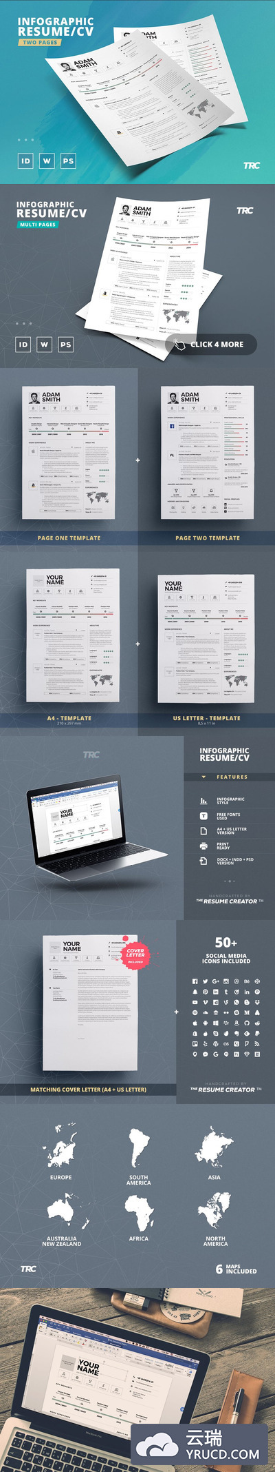信息图表简历模版 Infographic Resume/Cv Template Vol.9